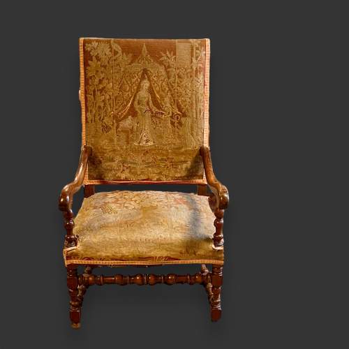17th Century English Walnut Armchair with Needlework Upholstery image-2