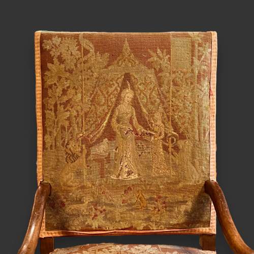 17th Century English Walnut Armchair with Needlework Upholstery image-3