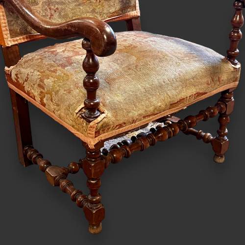 17th Century English Walnut Armchair with Needlework Upholstery image-5