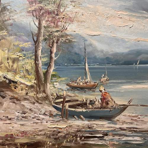 Early 20th Century Oil on Canvas Coastal Scene image-2