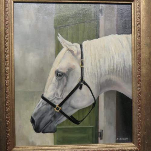 Oil on Board of a White Horses Head image-2