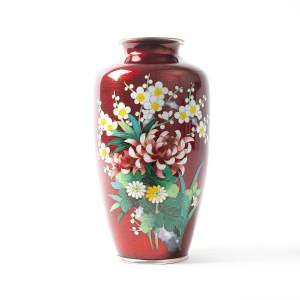 Beautiful Japanese Cloisonne Enamel Vase by Ando