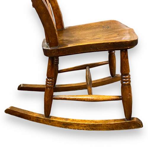 19th Century Beech and Elm Lath Back Rocking Chair image-4