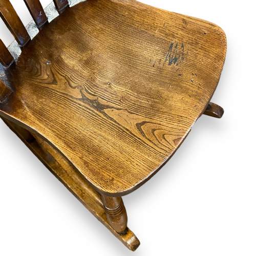 19th Century Beech and Elm Lath Back Rocking Chair image-6