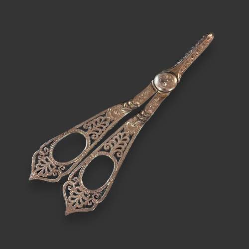19th Century Silver Plated Grape Scissors image-1
