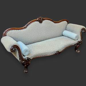 Mid 19th Century Carved Mahogany Scroll End Sofa