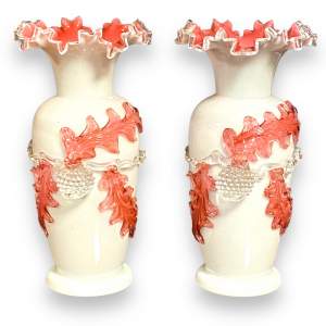 Pair of Large 19th Century Webb Opaline Glass Vases