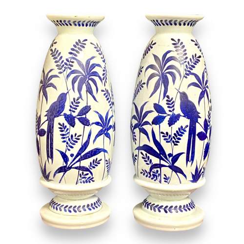 Pair of Large 19th Century Decorative Opaline Glass Vases image-1