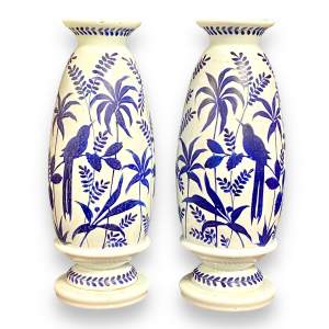 Pair of Large 19th Century Decorative Opaline Glass Vases
