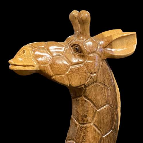 Large Hand Carved Wooden Giraffe Figure image-2