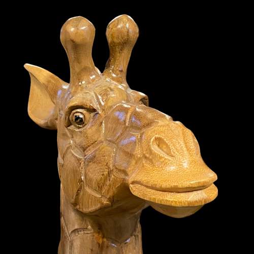 Large Hand Carved Wooden Giraffe Figure image-3