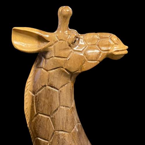Large Hand Carved Wooden Giraffe Figure image-4