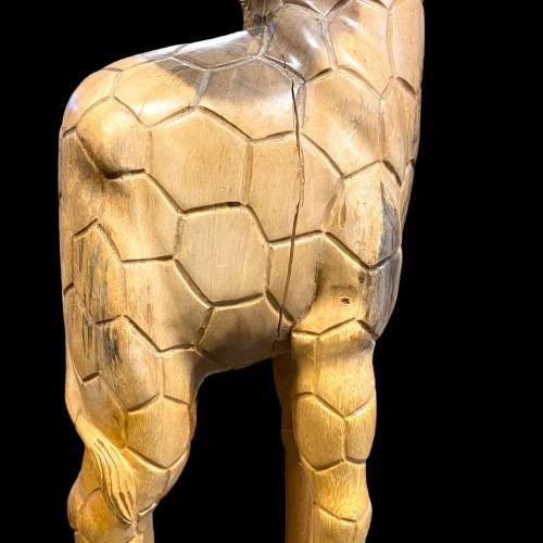 Large Hand Carved Wooden Giraffe Figure image-5