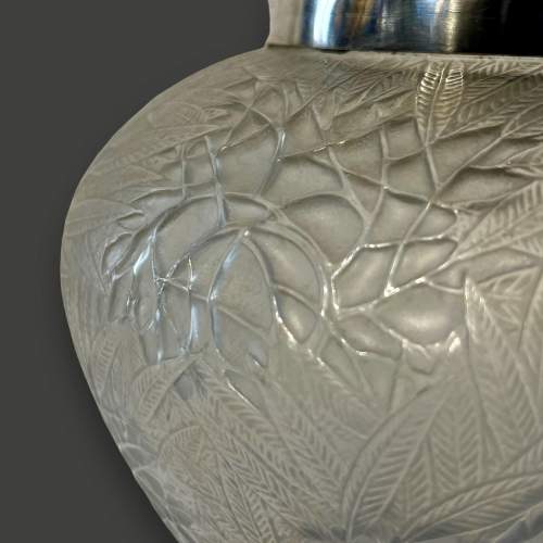 Rene Lalique Frosted Glass Esterel Vase with a Silver Collar image-2