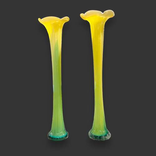 Pair of Vintage Tall Glass Vases image-1