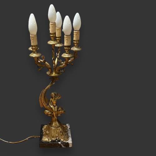 A Vintage Six Branch Brass Table Lamp image-1
