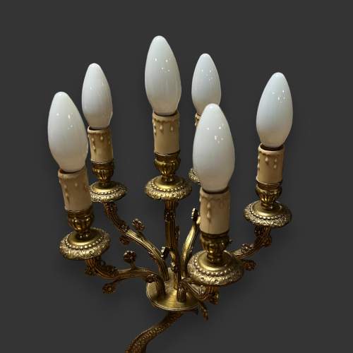 A Vintage Six Branch Brass Table Lamp image-4
