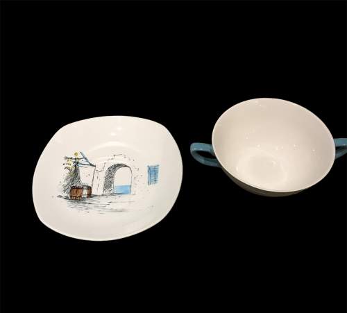 Set of Six Midwinter Sir Hugh Casson Cannes Design Soup Bowls & Saucers image-2