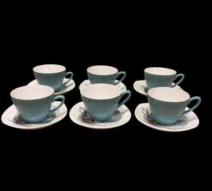 Set of Six Midwinter Coffee Cups & Saucers Cannes Design by Hugh Casson