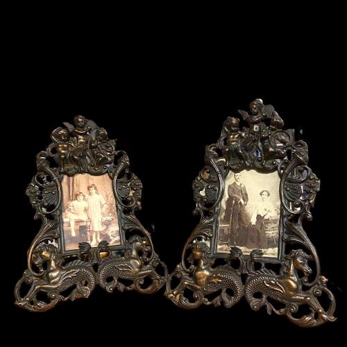 Pair of Decorative Victorian Cast Iron Photograph Frames image-4