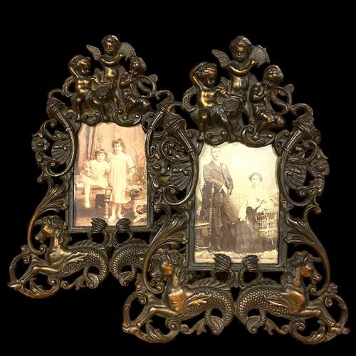 Pair of Decorative Victorian Cast Iron Photograph Frames image-1
