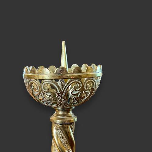 Pair of 19th Century Bronze Altar Candlesticks or Pricket Sticks image-5