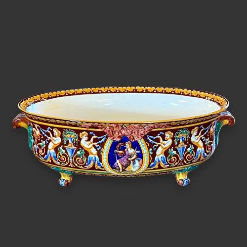 19th Century French Gien Hand Painted Ceramic Jardiniere image-1