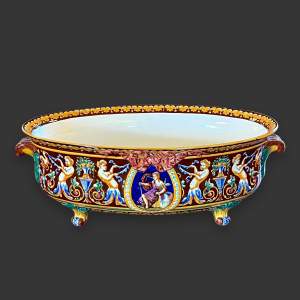 19th Century French Gien Hand Painted Ceramic Jardiniere