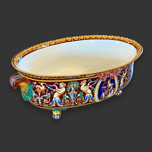 19th Century French Gien Hand Painted Ceramic Jardiniere image-2