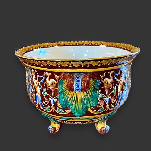 19th Century French Gien Hand Painted Ceramic Jardiniere image-4