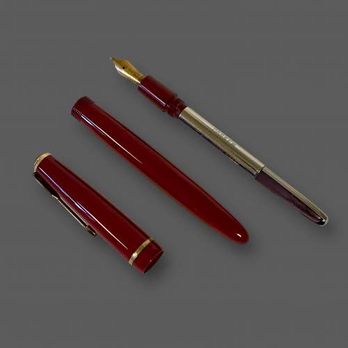 Mid 20th Century Parker Quink Red Duofold Fountain Pen image-4