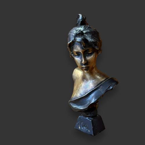 Rare Vintage Sculpture of a Young Classical Female Bust image-1