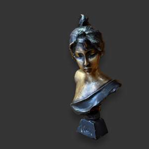 Rare Vintage Sculpture of a Young Classical Female Bust