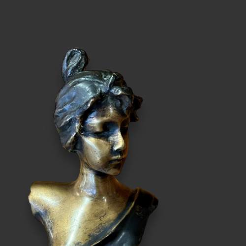 Rare Vintage Sculpture of a Young Classical Female Bust image-3