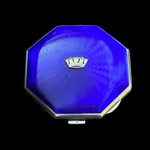 George VI Azure Blue Enamel and Silver Compact