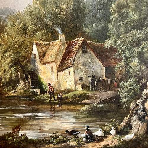 19th Century William Fowler Oil on Board Riverscape image-2