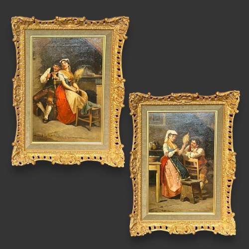 Pair of Francesco Peluso Oil on Canvas Paintings image-1