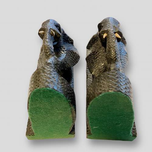 Pair of Anglo-Indian Chip Carved Elephant Bookends image-6