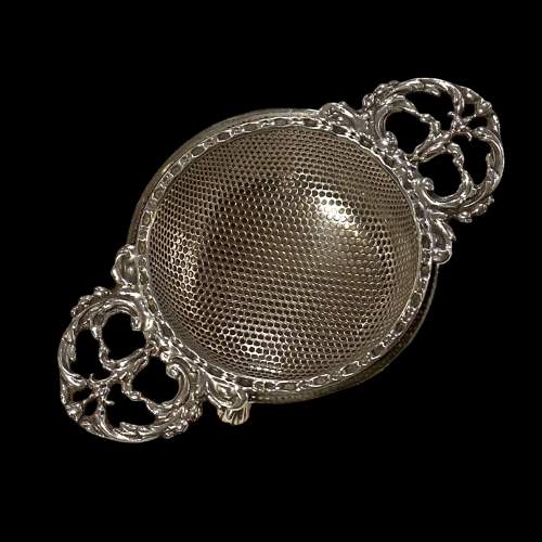 20th Century Sterling Silver Tea Strainer and Bowl image-2