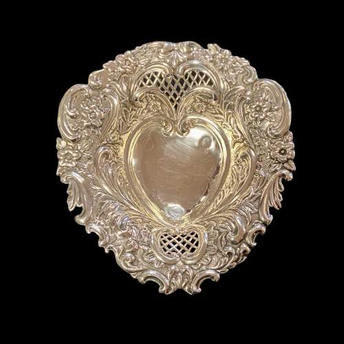 Early 20th Century Silver Heart Shaped Dish image-1