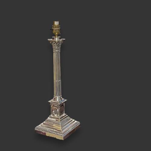 Edwardian Solid Silver Corinthian Column Lamp image-1