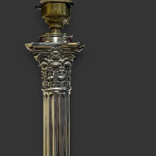 Edwardian Solid Silver Corinthian Column Lamp image-3