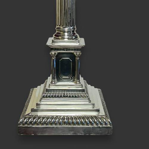 Edwardian Solid Silver Corinthian Column Lamp image-5