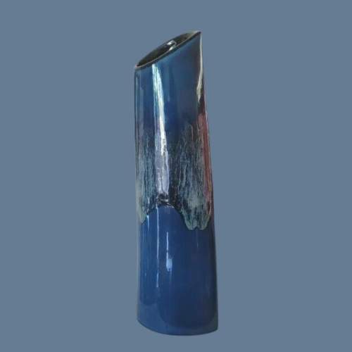 Poole Pottery 1990s Tall Blue Drip Glaze Vase image-1