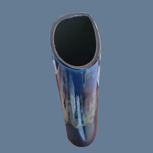 Poole Pottery 1990s Tall Blue Drip Glaze Vase image-4