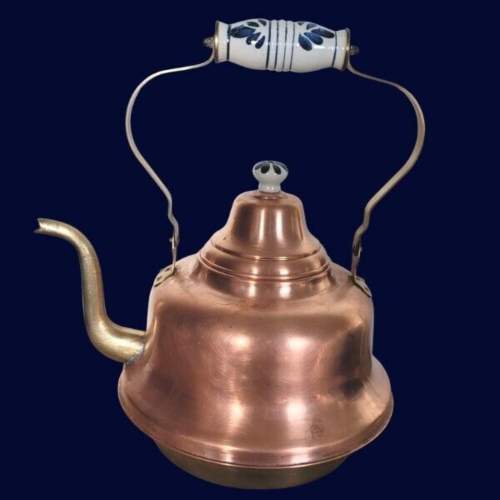 Large Copper and Brass Kettle image-1