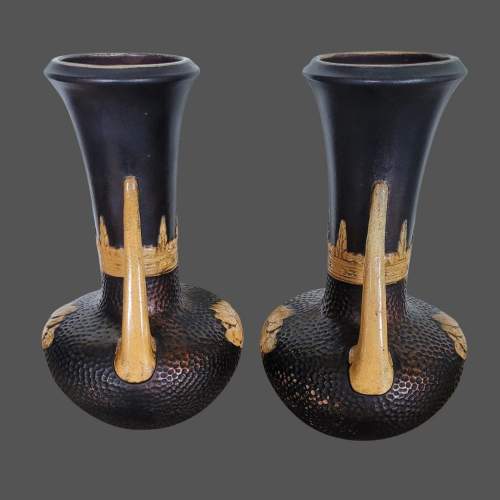 Pair of Unusual Bretby Clanta Ware Vases Circa 1925 image-4