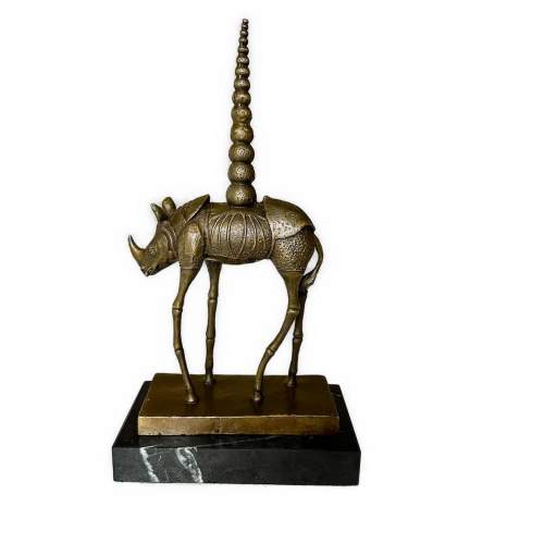 A Surrealist Bronze after Salvador Dali - Cosmic Rhino image-1