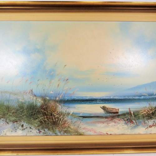 Oil on Canvas of a Coastal Scene Signed H. Bailey image-1