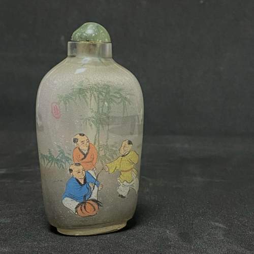 Chinese Internal Painted Glass Snuff Bottle - Figures image-1